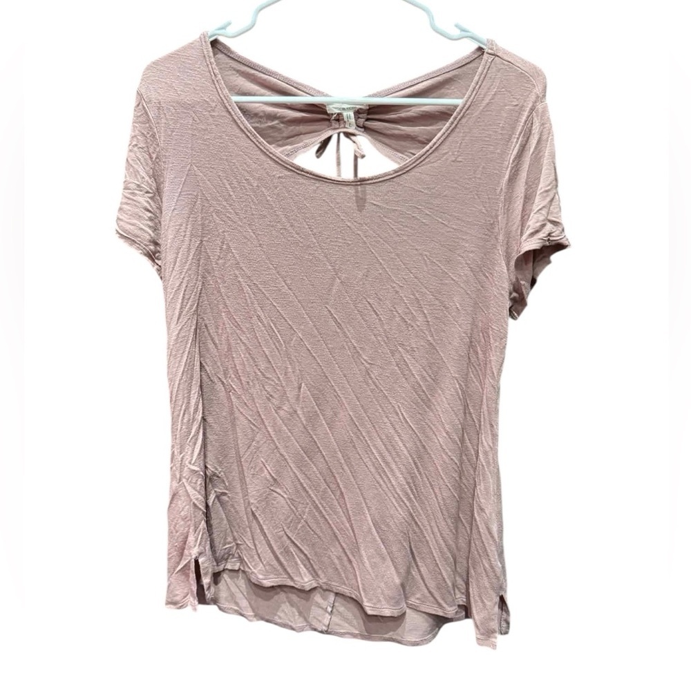 Mauriceโs Women's Short Sleeve Tie-Back Top - Dusty Pink LARGE